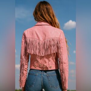 Michael Hoban North Beach Leather Jacket Fringe Coat Vintage